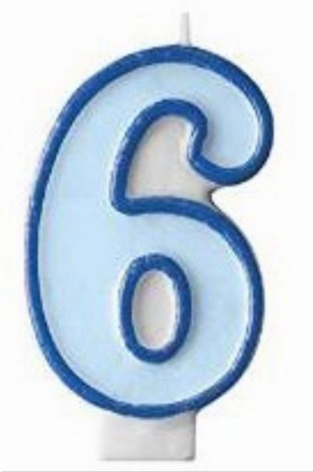 PartyDeco Candle Number 6, Blue