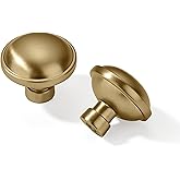 CABDM 2 Pack 1-1/4 Inch Kitchen Cabinet Knobs - Champagne Bronze Zinc Drawer Pulls - Round Gold Handles for Dresser Drawers