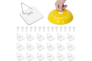 KAHIT Plate Hangers for The Wall, Adhesive Picture Hangers Plate Wall Hangers for Display Plate Holders for Displaying On Wall Plate Hangers Adhesive Plate Hanger with Invisible Nails 20 Pack