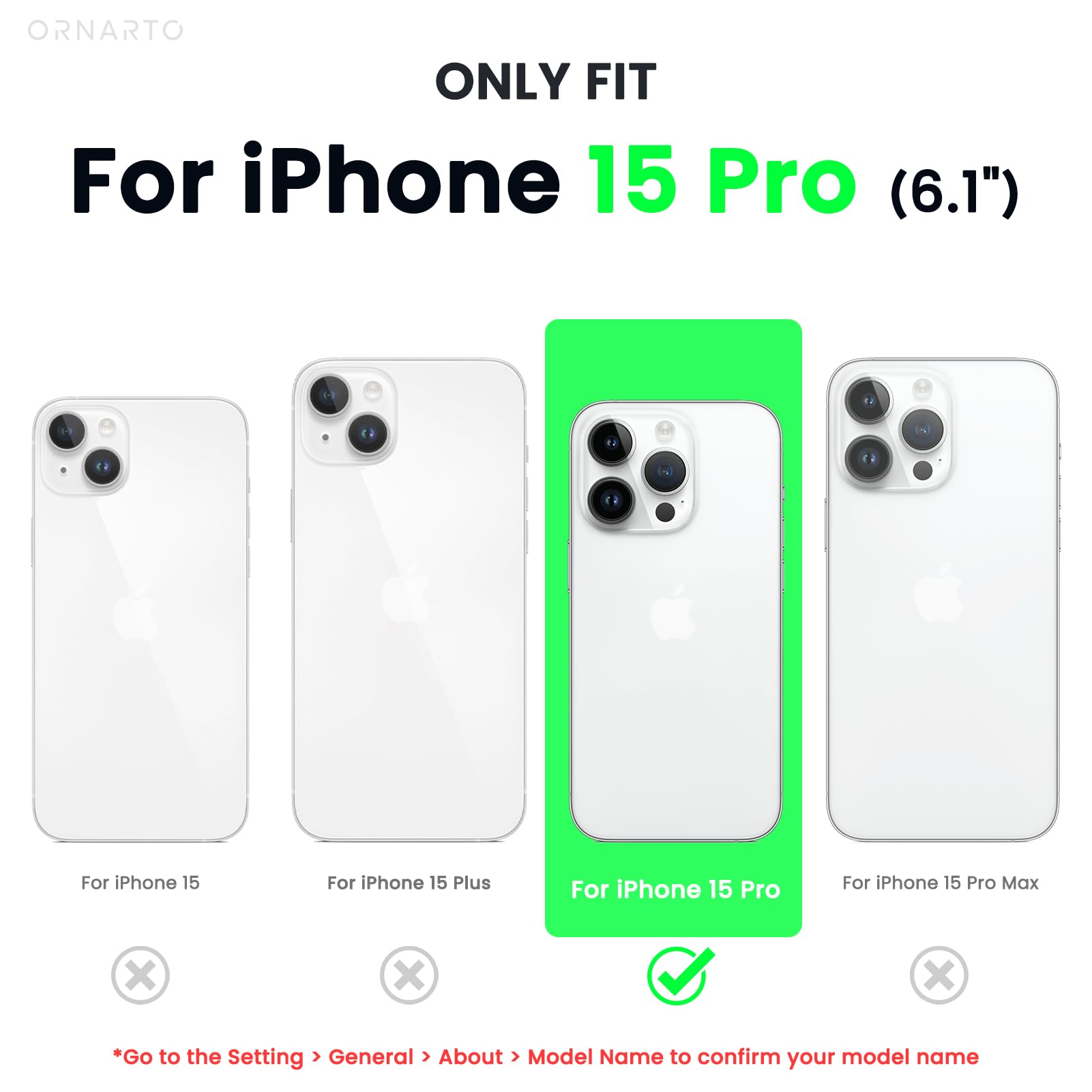 ORNARTO Compatible with iPhone 15 Pro Case 6.1