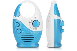 Portable Shower Radio, Waterproof AM FM Radio, Bathroom Hanging Radio, Speaker, Battery Powered Radio, Adjustable Volume, 88-