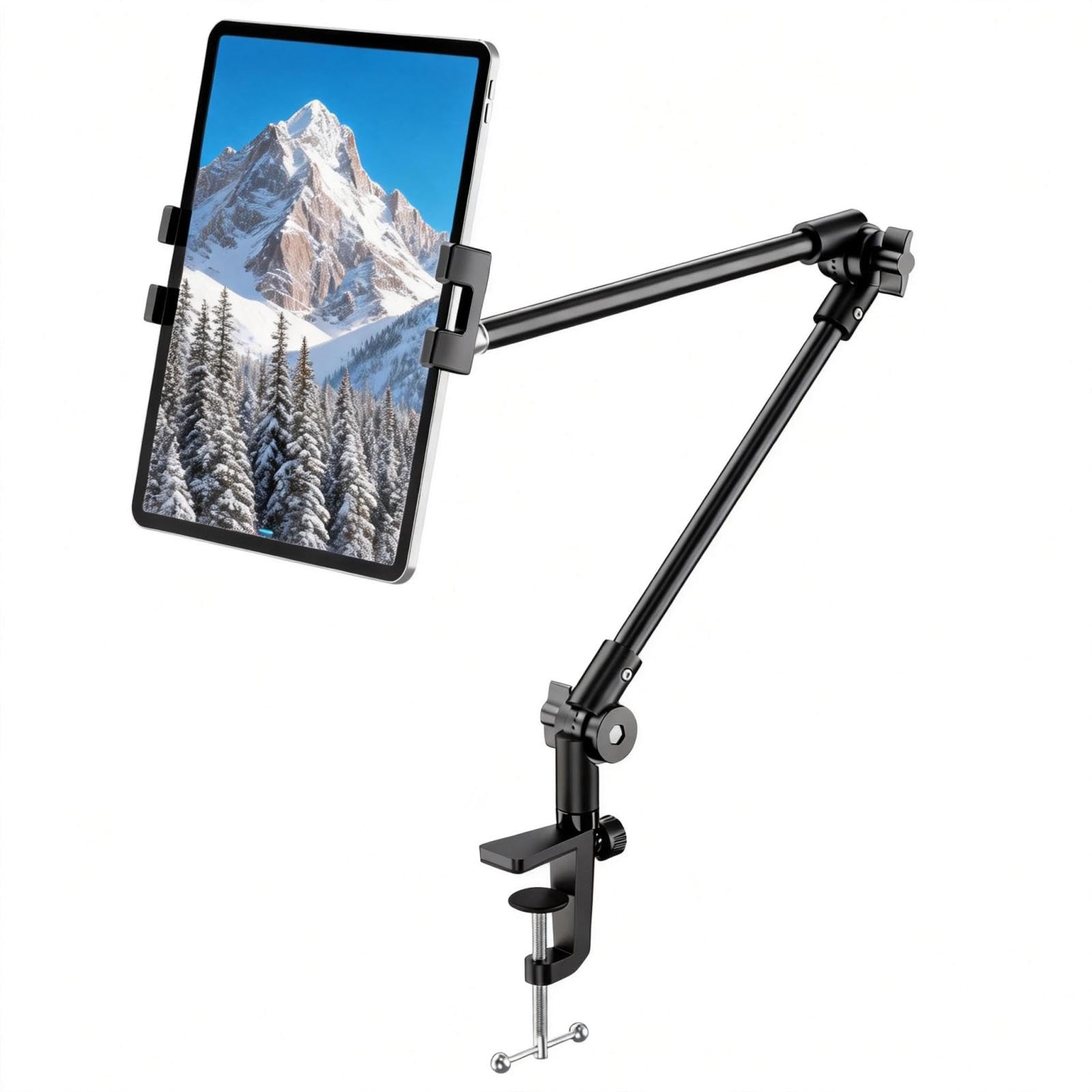 KDD Tablet Stand Holder with 360° Phone iPad Tripod Mount, 27in Long Arm Webcam Stand Projector Camera Mount for Desk, Fit for 4.7"-13" Devices, iPad Pro 12.9 Air Mini, Galaxy Tabs, Switch, iPhone