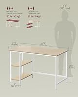 VASAGLE Computer Desk 120 x 60 x 76 cm Natural Beige Pearl White LWD047N02 view 6