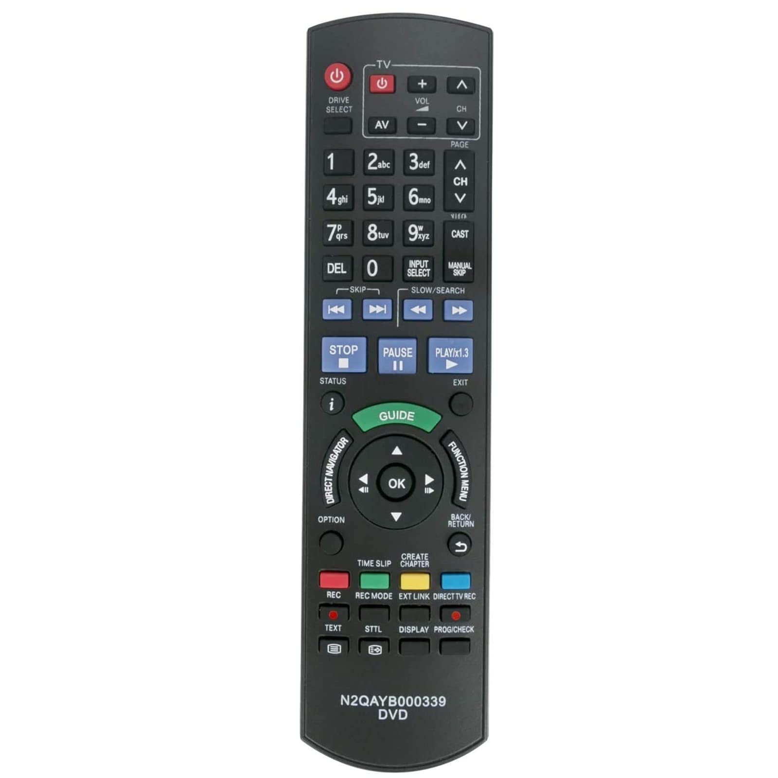VINABTY N2QAYB000339 DVD Remote Control Compatible with Panasonic DVD Recorder DMR-XS350 DMR-XS350EBK DMR-XS350EB DMR-BS750 DMR-BS850 DMRXS350 DMRXS350EBK