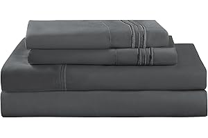 YIBEIZI Grey King Size Bed Sheets Set-Deep Pocket Bedding Sheets & Pillowcases-Hotel Luxury- Cooling Microfiber Bedsheets 4 Piece