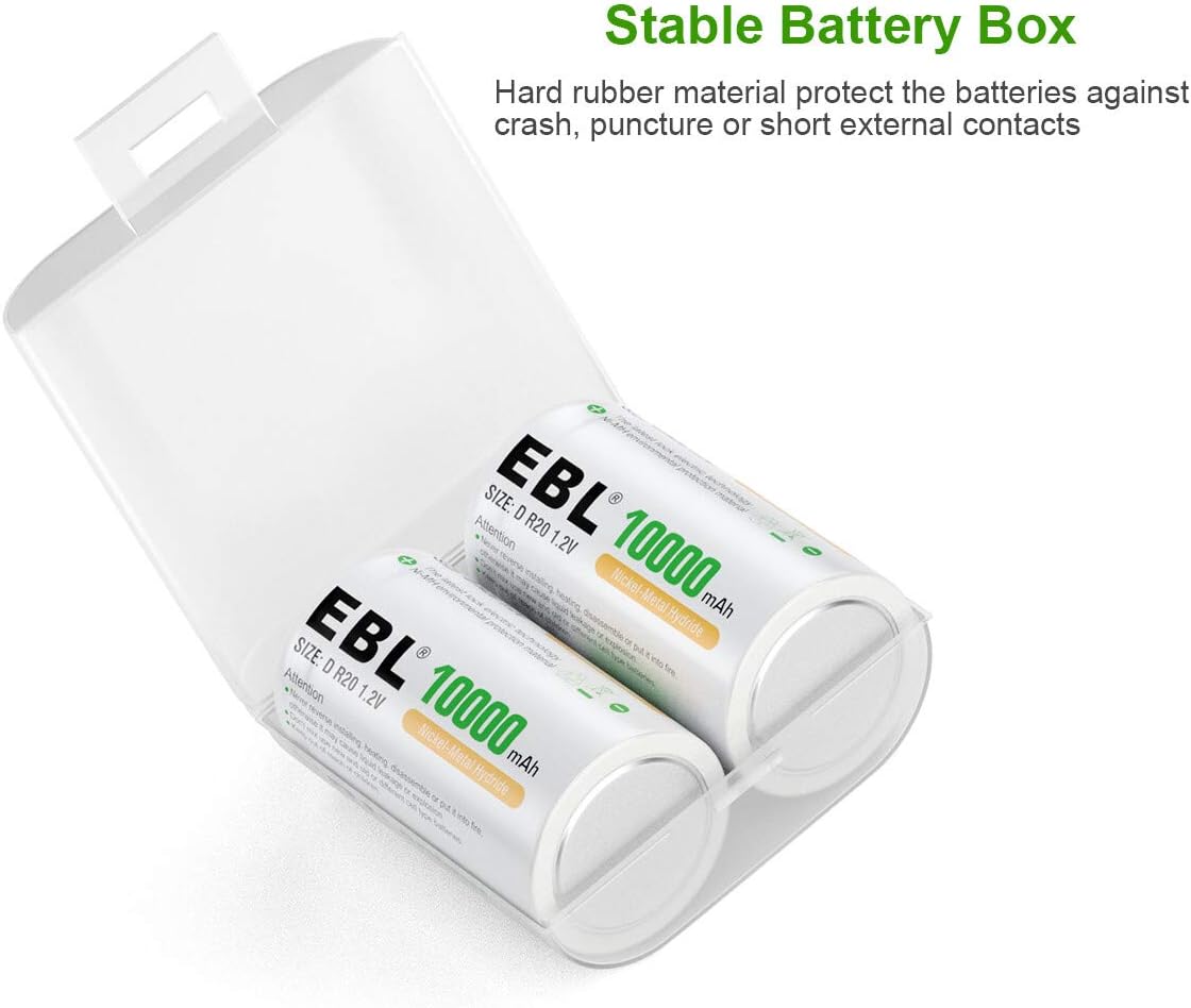 EBL D Cells 10000mAh Rechargeable Batteries (4 Counts) with C D 9V AA AAA Battery Charger: Electronics