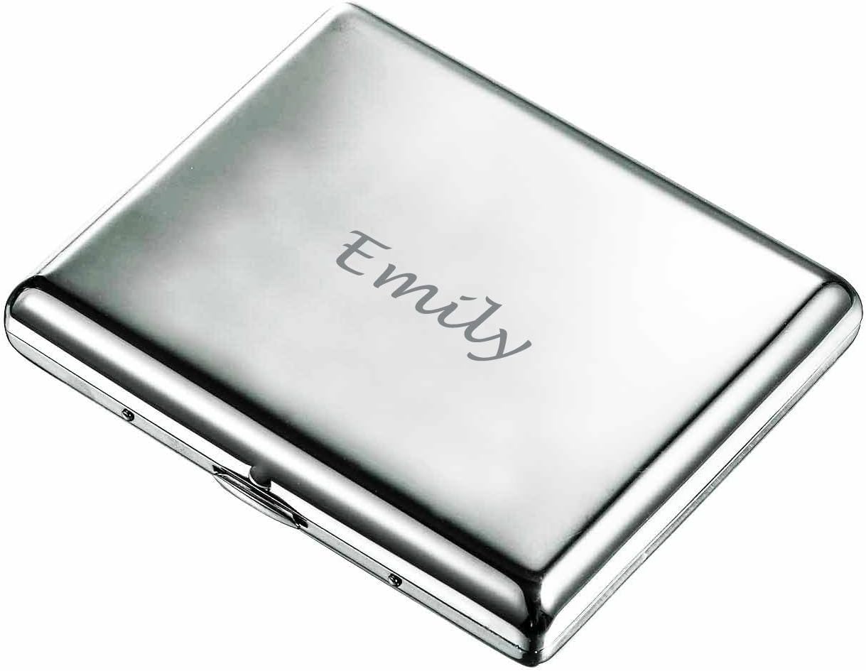 Personalized Visol Mirror 100mm Cigarette Case - Free Engraving (Text) (Chrome)