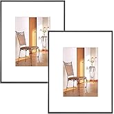 Fkvat 11x14 Picture Frame Set of 2, Metal Black Photo Frames with HD Glass, Fits 8x10 with Mat or 11x14 without Mat, Wall Hanging and Table Display, 2 Pack
