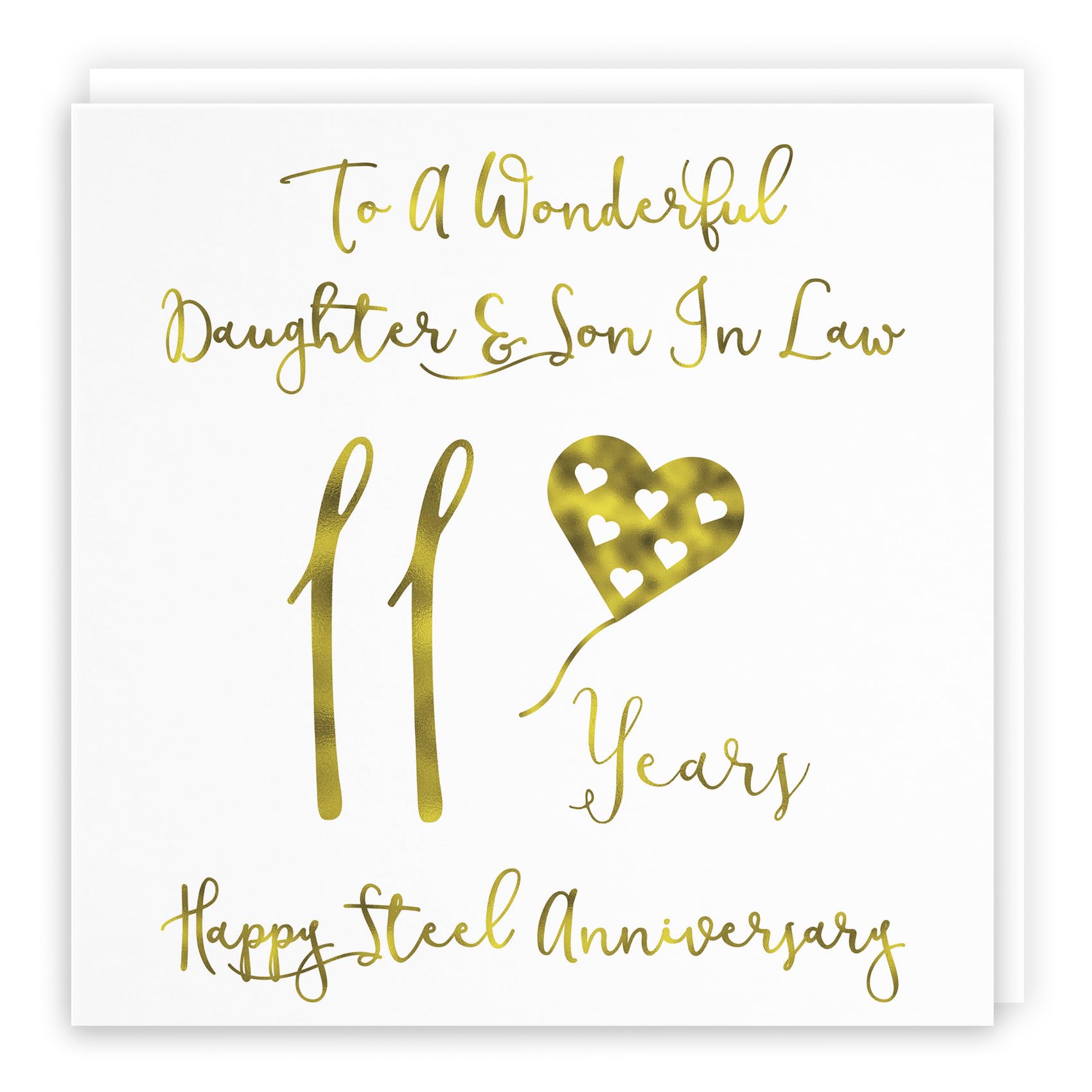 Hunts England - Daughter And Son In Law 11th Anniversary Card - To A Wonderful Daughter & Son In Law - 11 Years - Happy Steel Anniversary - Milano Collection — image 1