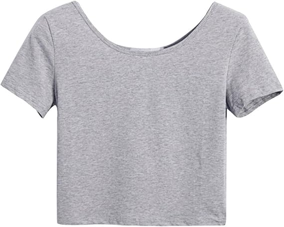 Amazon ギルロイレディースbareへそ出しトップスぴっちりshort Sleeved Tシャツ カラー グレー Tシャツ カットソー 通販