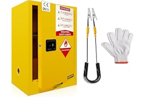 DEFNES Flammable Safety Cabinet 23.23" x 18.11"x 35.5", Galvanized Steel Thick Flammable Storage Cabinet, Explosion Proof Cabinet, Closing Door Fire Cabinet Yellow for Commercial Industrial