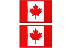 2 PCS Large Canada Flag Iron on Sew on Patches, Canadian Glue Back Tags Embroidered Applique Emblem Patch, DIY CA Maple Leaf 
