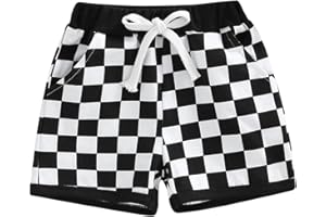 Lukivech Infant Toddler Baby Boy Casual Checkerboard Plaid Cotton Elastic Waist Jogger Shorts Summer Clothes