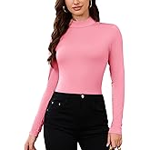 LOMON Women Thermal Long Sleeve Shirts Mock Turtle Neck Fitted Tops Fleece Lined Winter Tops Base Layer Undershirt