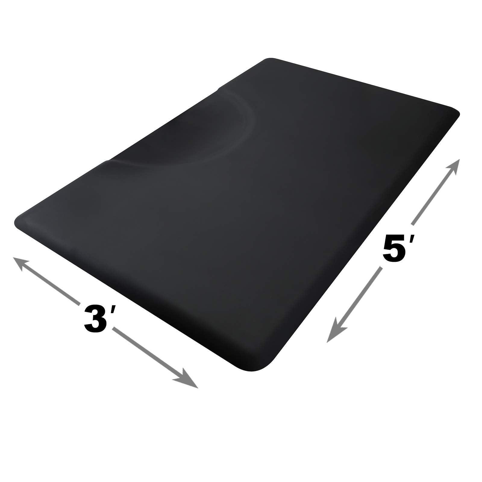 Saloniture 3 ft. x 5 ft. Salon & Barber Shop Chair Anti-Fatigue Floor Mat - Black Rectangle - 5/8 in. Thick
