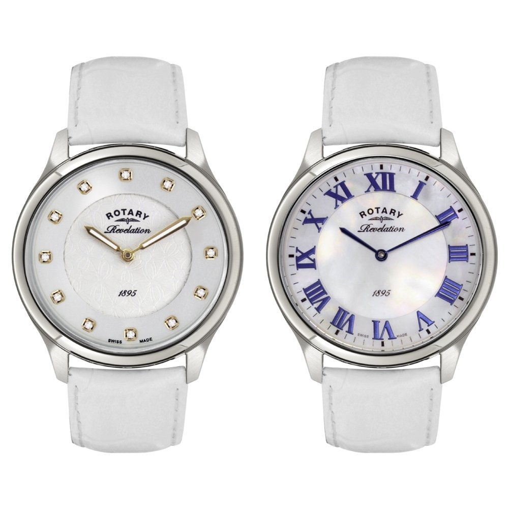 Rotary Women's Quartz Multi-Colour Dial Analogue Display and White Leather Strap LS02965/06/41