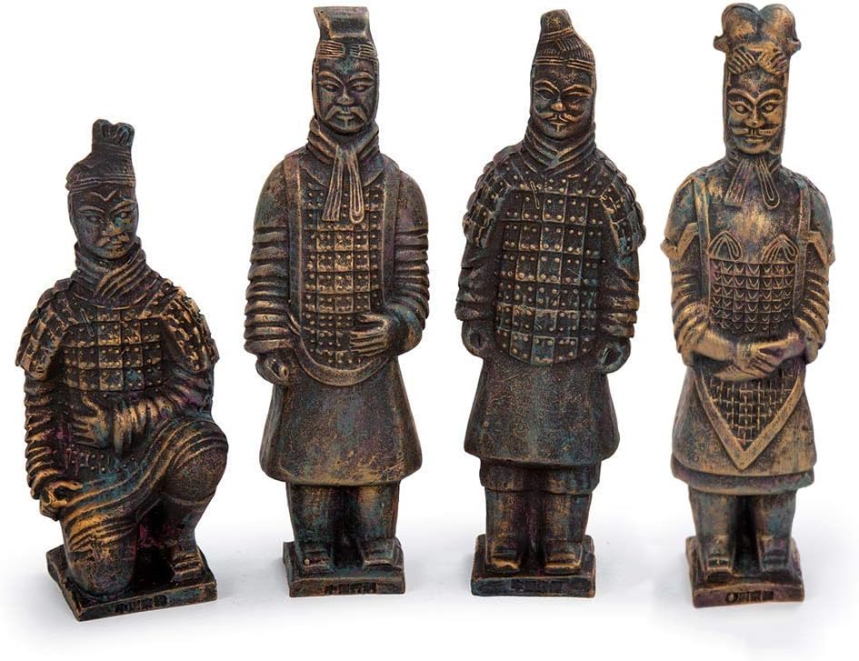 era85 Ancient Traditional Set Terracotta Warrior Statues, 6.5 x 6.5 inches, Antique Bronze, 12 Pieces