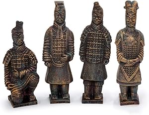era85 Ancient Traditional Set Terracotta Warrior Statues, 6.5 x 6.5 inches, Antique Bronze, 12 Pieces