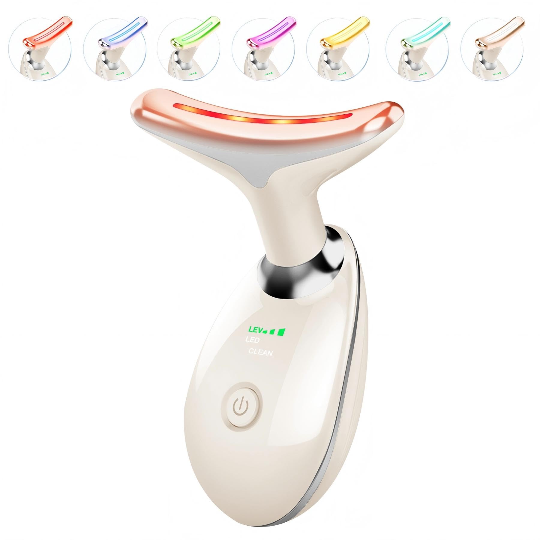 Photo 1 of ELISHINE Red Light Therapy for Face and Neck, 7 Color Beauty Face Massager Tool, Vibrating Facial Massager with Thermals for Wrinkles, Double Chin, Glossy White