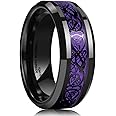 King Will Nature 7mm 8mm Black Mens Wood Ceramic Ring Wedding Band Polished Finish Brown Wood Inlay Comfort Fit