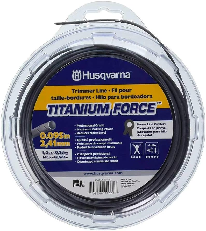 Husqvarna Titanium Force String Trimmer Lines, 0.095" By 1/2", Orange/Gray : Garden & Outdoor