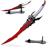 24" Anime Kamish's Woes Kamish Sword Black Steel Sword with Display Stand Cosplay Prop,for Collection,Stage Performance