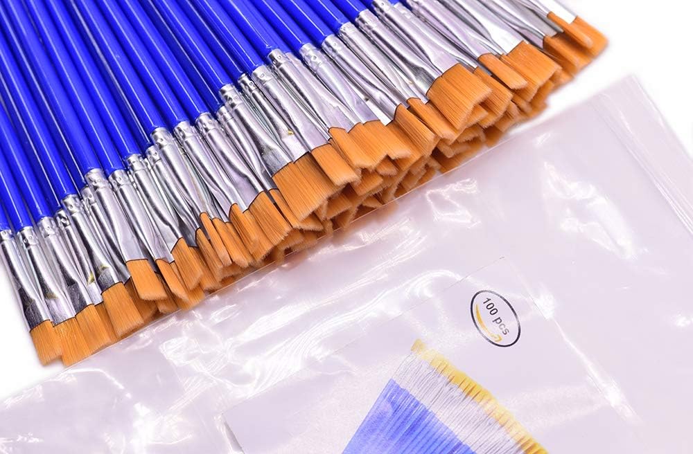 Superstone Children's Art Paintbrushes,Little Painting Brushes for Kids with Plastic Handle and Nylon Hair Blue (100Pieces): Toys & Games