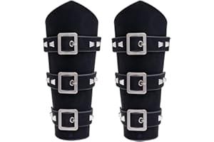 AZORA Leather Gauntlet Wristband Medieval Bracers Wrist Band Buckle Wide Bracer Arm Armor Cuff 2 Pcs