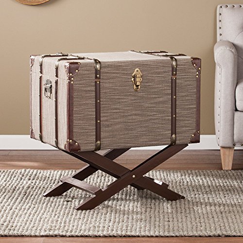 Southern Enterprises Devane Linen Trunk File Cabinet in Dark Beige