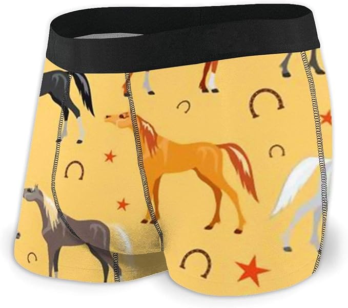 Funny Z Personalized Underwear Colorful Horse Boxer Briefs for Men Boys