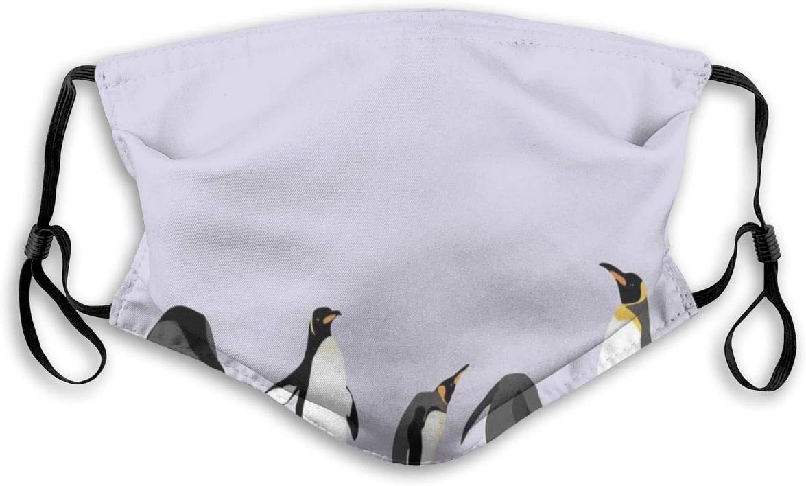 Anti Bacterial Face Pollution Mask,Penguins On Polar ICY Land Winter Climate Arctic Cold Season Creatures Print,Anti-Dust Mouth Mask,Reusable Masks for Health Protection,Kids Size:S