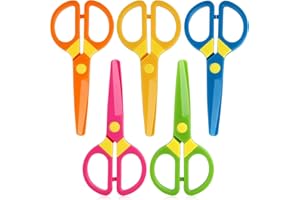 LOVESTOWN Toddler Safety Scissors, 5PCS Training Scissor for Preschool Children, Right & Left Handed Child Hand-Eye Coordination Development, Playdough Tools Paper Cutting Activity, Art Craft Supplies