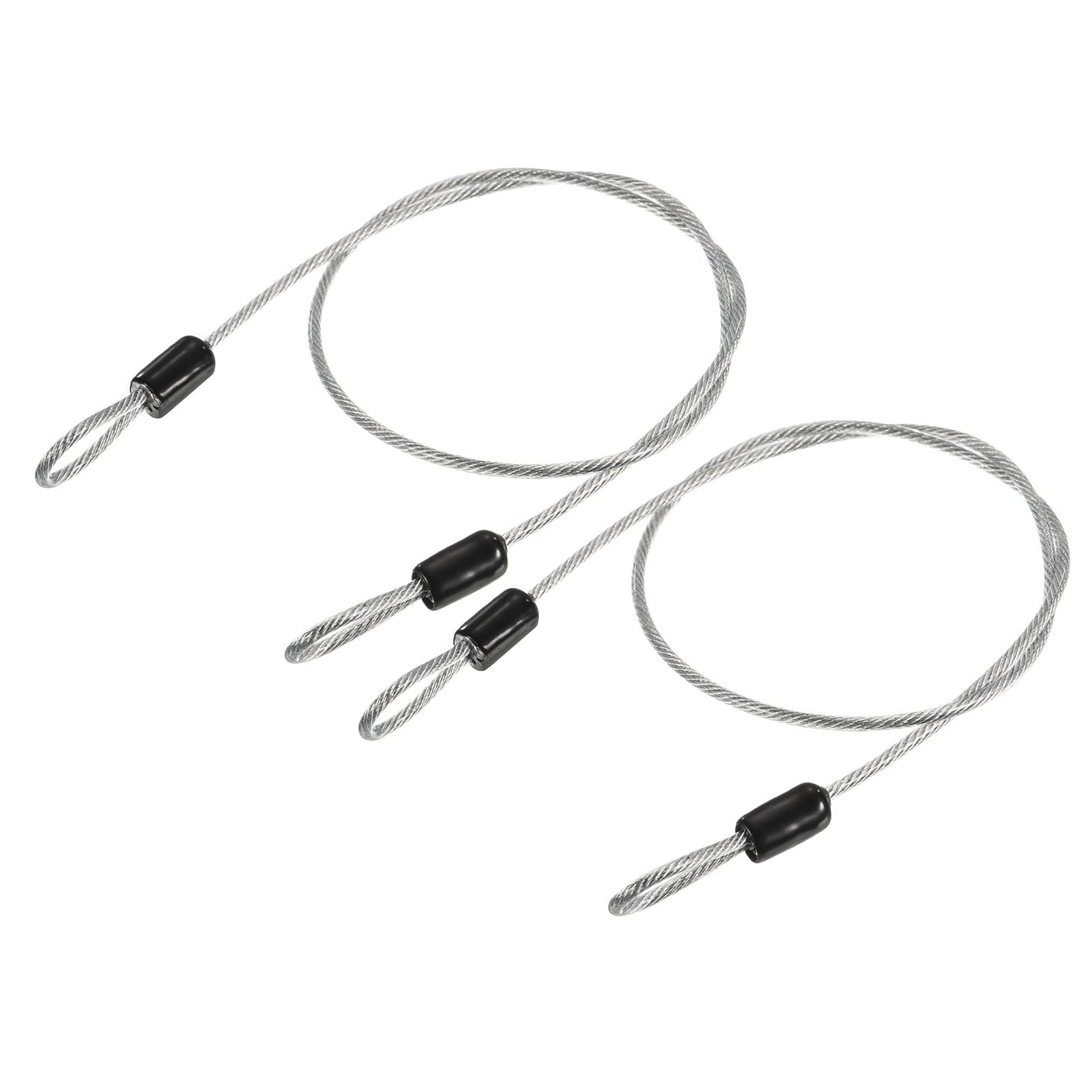 YOKIVE 2 Pcs Security Steel Cables, Coated Baggage Lock Wire Rope with Double Loop | Great for Luggage, Bicycles, Doors (Transparent, 2.5mmx0.5m)