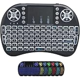 BIFANS 2.4G Wireless Mini Keyboard with Upgraded 7 Colors Backlight Memory, Touchpad Mouse, USB Receiver Remote Control for Android TV Box, Windows PC, Smart TV, Pad, Mac, Linux:i8-7C
