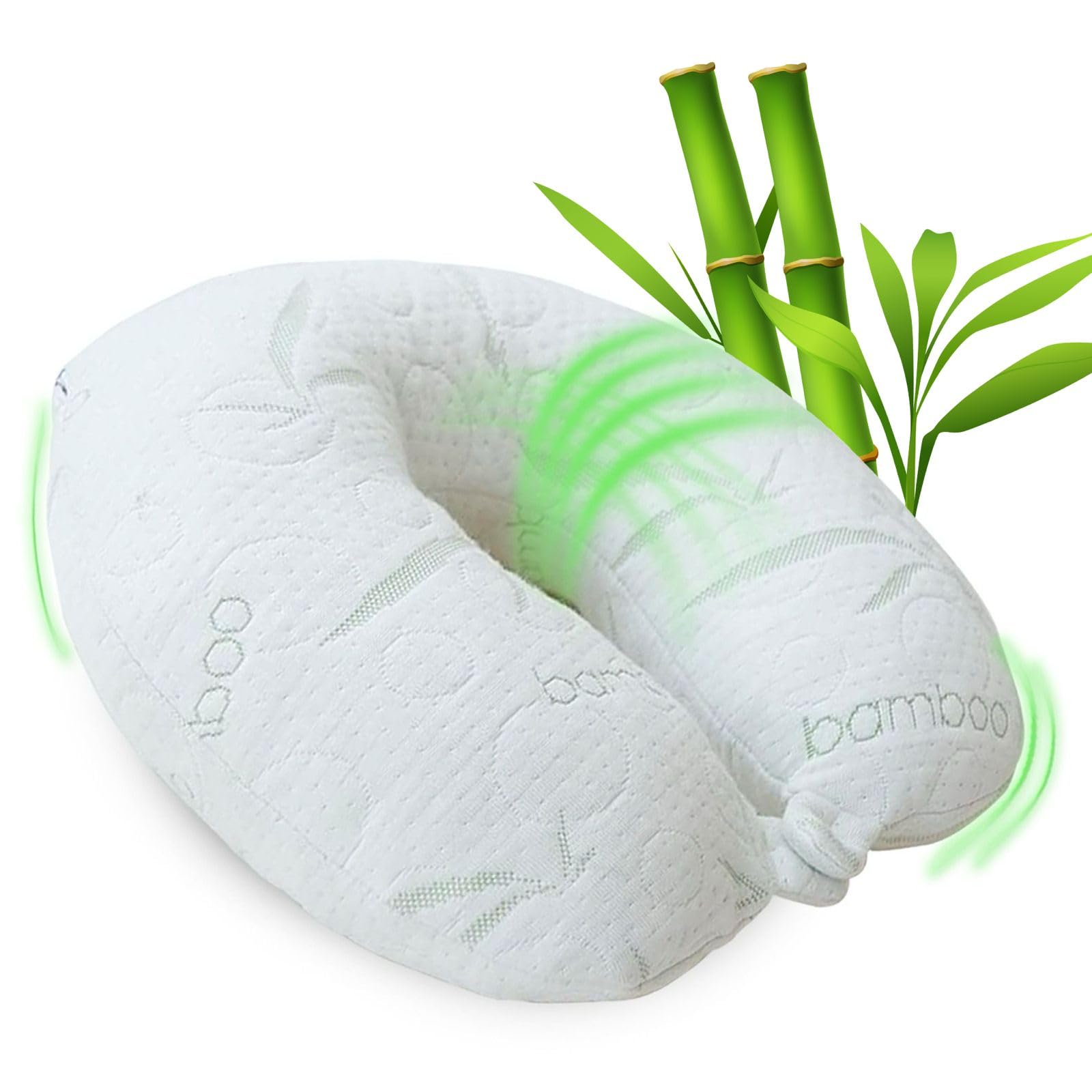 Photo 1 of *MINOR DAMAGE - USED*
Sacred Thread Rayon Derived from Bamboo Travel Neck Pillow for Airplanes, Memory Foam for Airplane, Ergonomic Design Neck Rest, Travel Pillow for Sleeping (White)