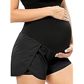 POSHGLAM Women‘s Maternity Shorts Over Belly Workout Running Casual Summer Pregnancy Shorts