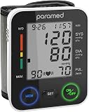 PARAMED Automatic Wrist Blood Pressure Monitor: Blood-Pressure Kit of Bp Cuff + 2AAA and Carrying case - Irregular Heartbeat Detector & 90 Readings Memory Function & Large Display