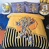 EVDAY Spider-Man Batman Captain America Iron-Man Transformers Bumblebee Superman 3D Cartoon Kids Bedding Including 1Duvet Cover,1Flat Sheet,2Pillowcases King Queen Full Twin Size