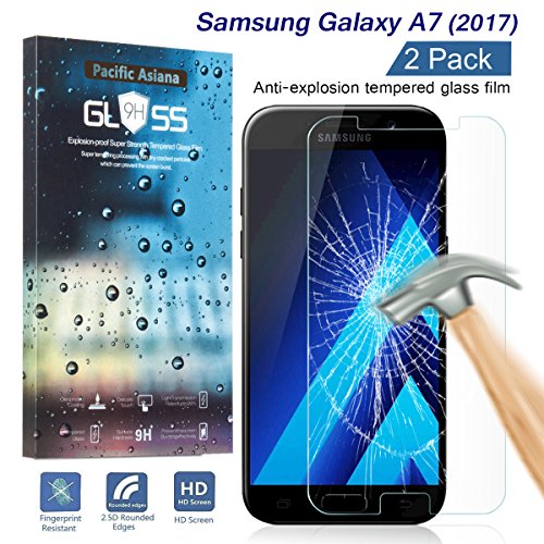[2-pack] samsung galaxy a7 2017 tempered glass screen p…