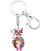 BONSNY Enamel Alloy Chain Cat Key Chains For Women Car Purse Handbag Charms keychains Gifts