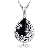 ONEFINITY Black Onyx Necklace 925 Sterling Silver Black Onyx Pendant Jewelry Gift for Women
