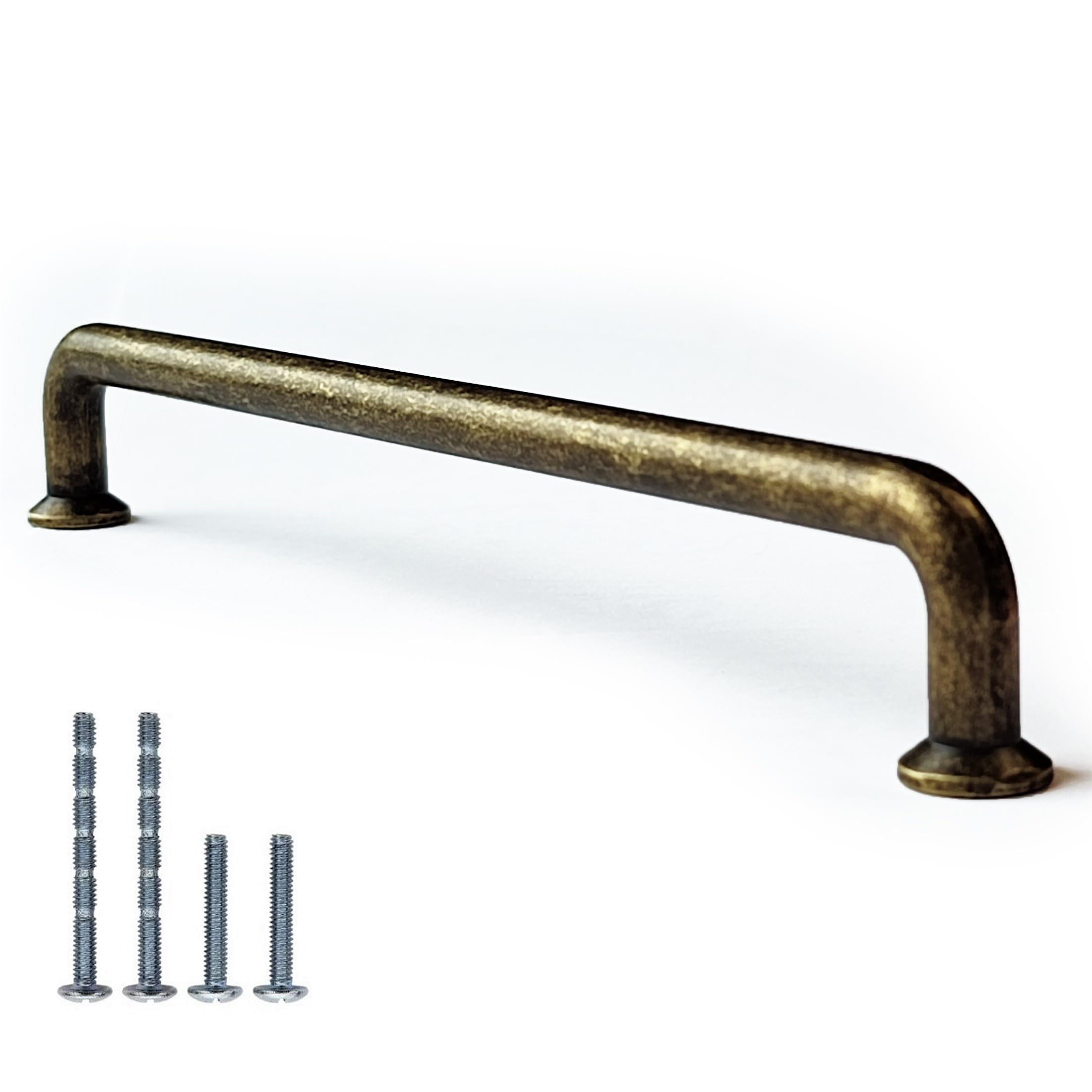 French Furniture Fittings Pull Handles, Set of 6 Cabinet Door Handles, Deep Antique Brass, Cabinet Handles for Kitchen Cupboards and wardrobes (192mm Between fixings)