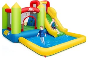 Costzon Inflatable Water Slide, 12 x9FT Kids Water Park Jump Castle Wet Dry with Splash Pool, Water Slides Inflatables for Kids Backyard Party, Blow up Outdoor Water Slide Bounce House