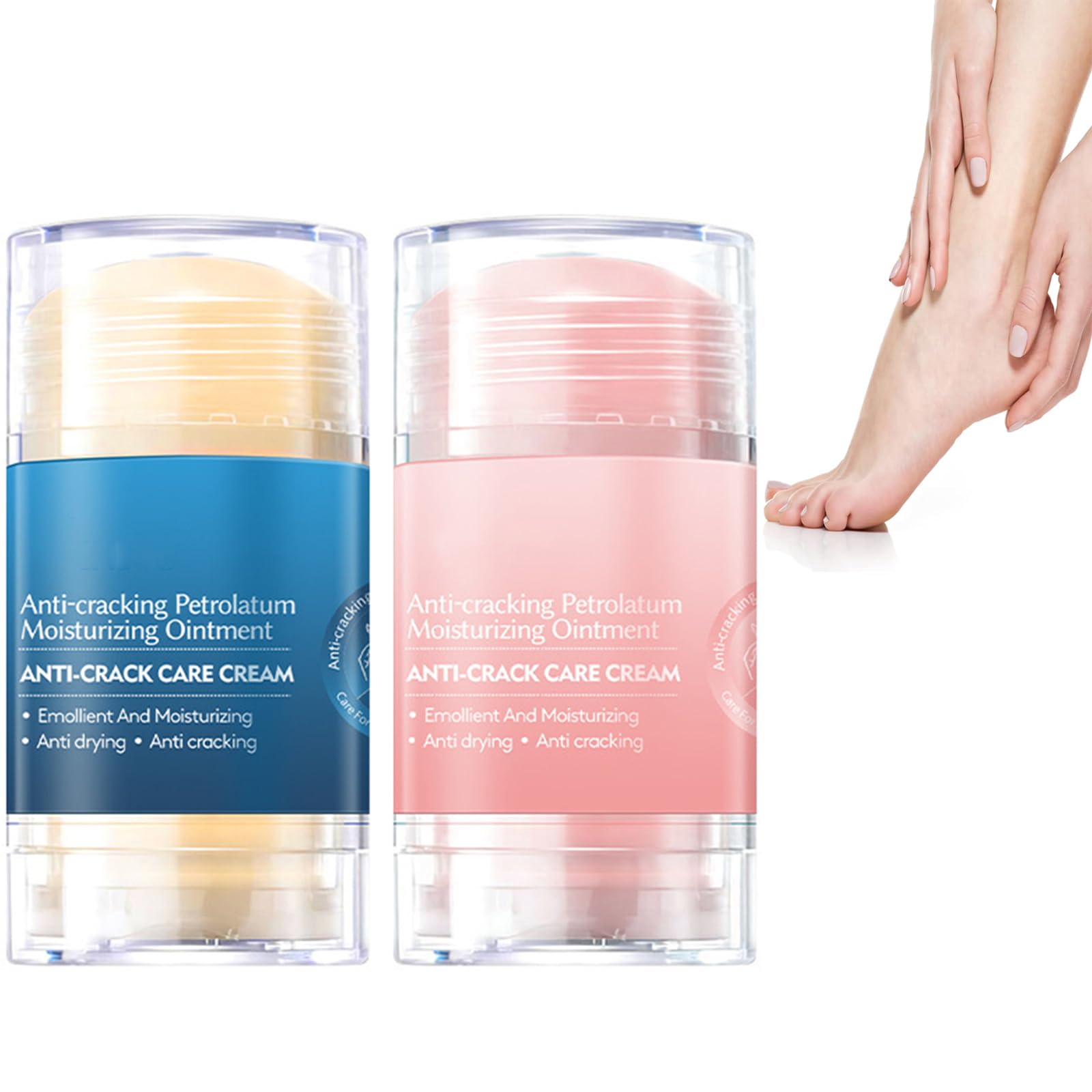 HOUSN Cracked Skin Repair Foot Cream, Foot Moisturiser for Dry Cracked Feet Hands and Elbows with Citrus and Peach Scent - Anti Chafing Moisturising Stick 2-Pack