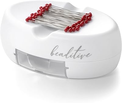 Beaditive Magnetic Pin Cushion with Drawer White 50 Pins Included