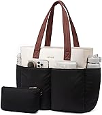 LOVEVOOK Puffer Tote Bag with 8 Pockets&Cosmetic Bag, Waterproof Work Bag for Women, Puffer Tote for Women Work, Travel, Gym