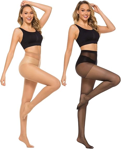 Manzi 6 Pairs 20D Womens Sheer Tights Ultra Thin High Waist Pantyhose Thigh High Stockings 