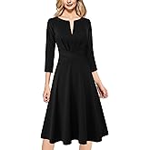 VFSHOW Womens Front Zipper Office Business Work Church Professional Front Zipper Knee Length A Line Fit and Flare Dress
