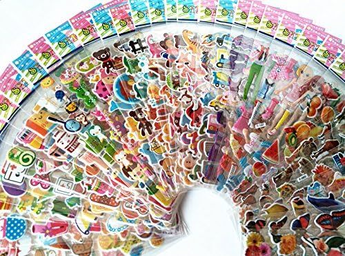 Pack of 20 Different Sheets 3D Puffy Stickers for Teachers, Students, Toddlers, Scrapbooking, Including Dinosaur, Cars, Food, Animals, Emojis and More 480+ Kids Puffy Stickers Random Patterns