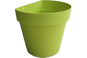 TABOR TOOLS 8.5 Inch Wall Planter for Vertical Flower Garden, Living Wall or Kitchen Herbs, Wall Mountable Plastic Planter with Flat Back Design and Attached Saucer.VEM602A. (Lime Green)